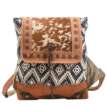 OHLAY KB381 Backpack Upcycled Canvas Hair-On Genuine Leather women bag western handbag purse